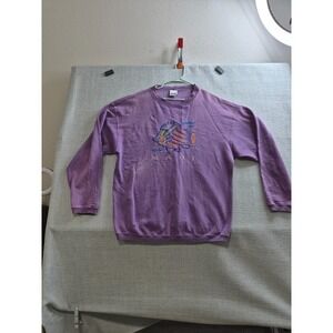 VTG CYRK Maui Sweatshirt Adults Large Purple Tropical Fish Embroidered Pullover